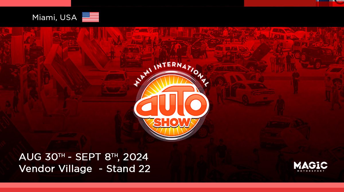 Logo of the Miami International Auto Show with a red background