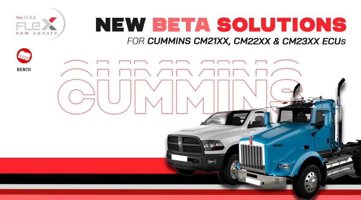 Sample vehicles for the update concerning the Beta Solutions for Cummins ECUs